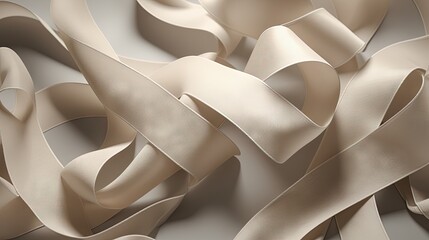  a close up of a bunch of white ribbons on a table.  generative ai