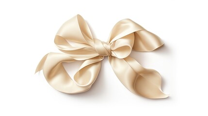  a gold bow on a white background with a clipping path.  generative ai