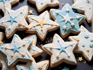 A Close Up Of A Tray Of Decorated Cookies