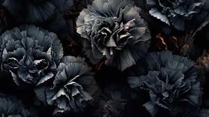  a bunch of flowers that are in the darkroom together.  generative ai - obrazy, fototapety, plakaty
