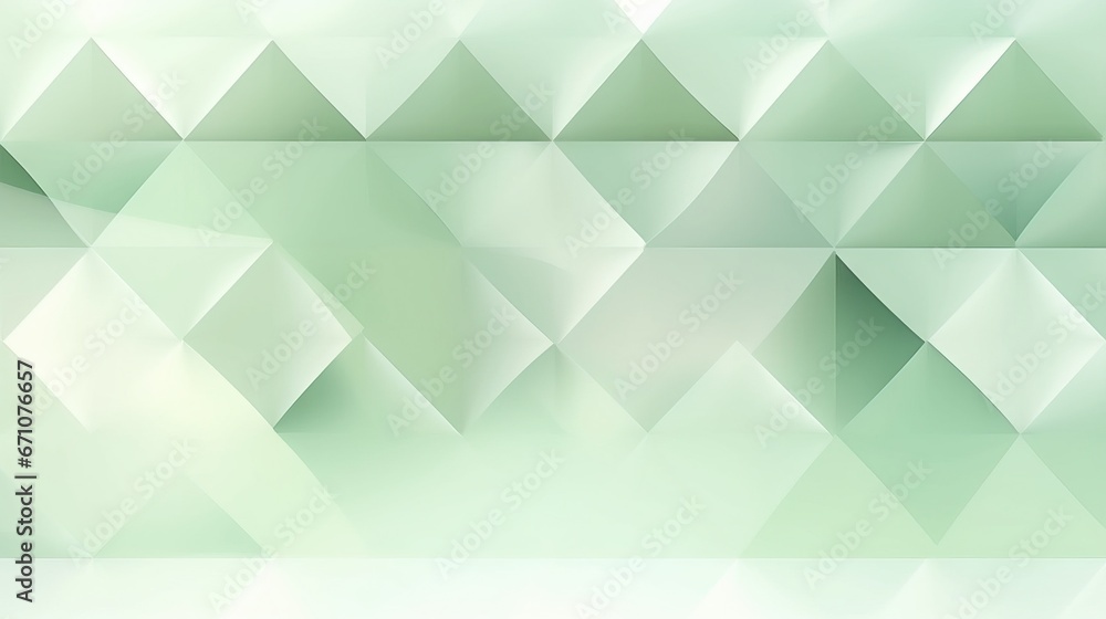 Poster a green and white abstract background with a lot of triangles. generative ai