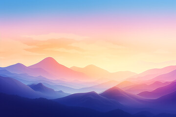 Fototapeta premium Gradient Sky and Beautiful Hills, Ideal for Website Backgrounds and Inspiring Digital Designs.