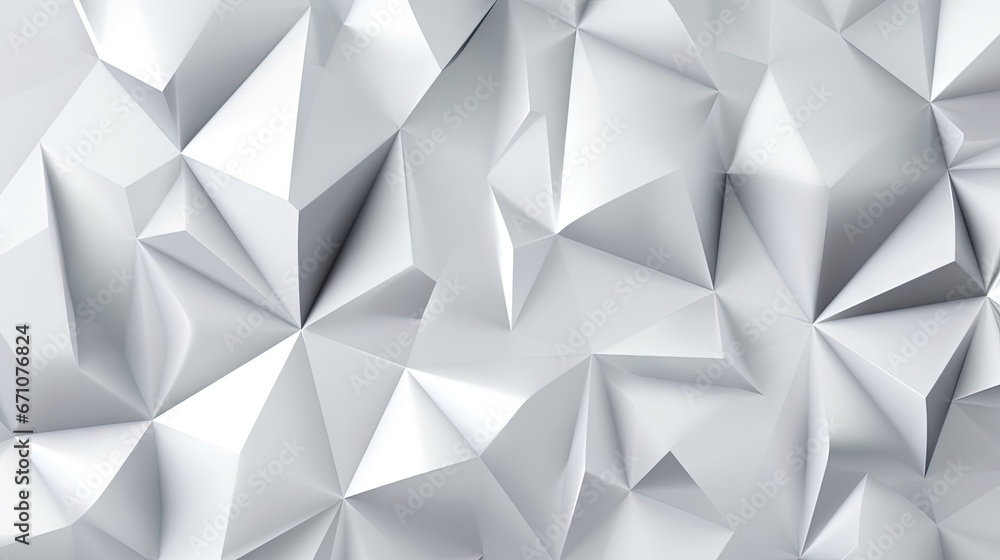 Poster a white abstract background with a lot of small triangles on it. generative ai