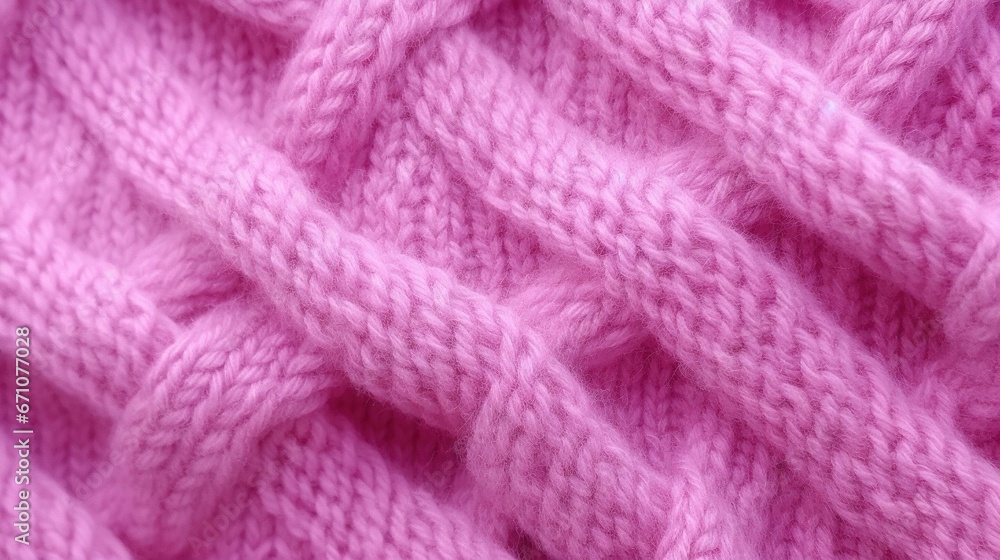Poster a close up of a pink knitted blanket with a pattern. generative ai