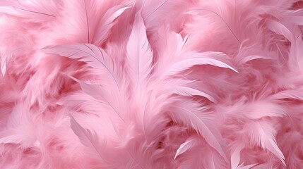  a close up of a pink background with lots of feathers.  generative ai