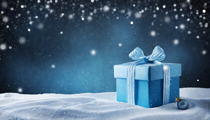 Blue Christmas Present in the snow
