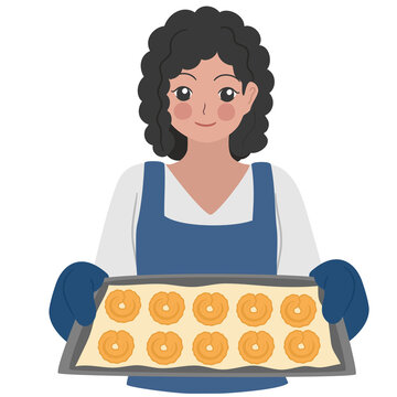 woman bake cookies