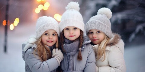 Christmas children. Little children on Christmas holiday in winter season