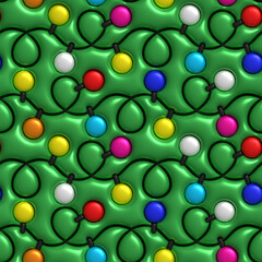 Christmas Light 3D Inflated Puffy Seamless Tileable Pattern.