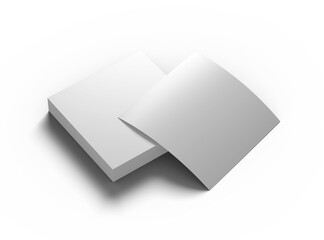Blank 8.26x8.26 inc square flyer 3d render. Transparent background