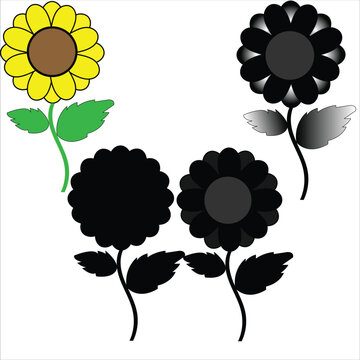 Hand drawn flower silhouettes illustration