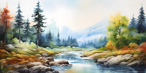 Naklejka na ściany i meble Water color of nature background