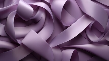  a close up of a bunch of purple ribbons on a table.  generative ai