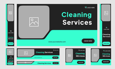 Trendy Cleaning services web set banner design for social media post, fully editable vector eps 10 file format