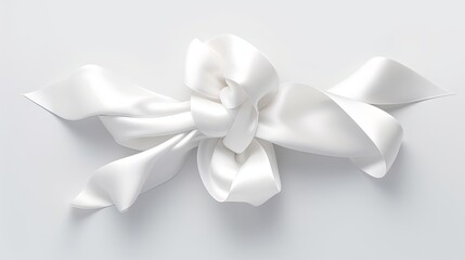  a white bow with a long tail on a white background.  generative ai