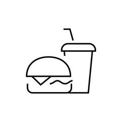 Burger Hamburger icons set. illustration web site line editable stroke icon, meat, beef, food, lettuce, sandwich, meal, grilled, tomato, bun, snack, onion, cheese outline symbol. Fast food vector.