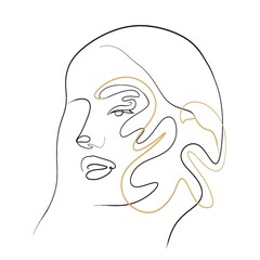 Woman face with golden line
