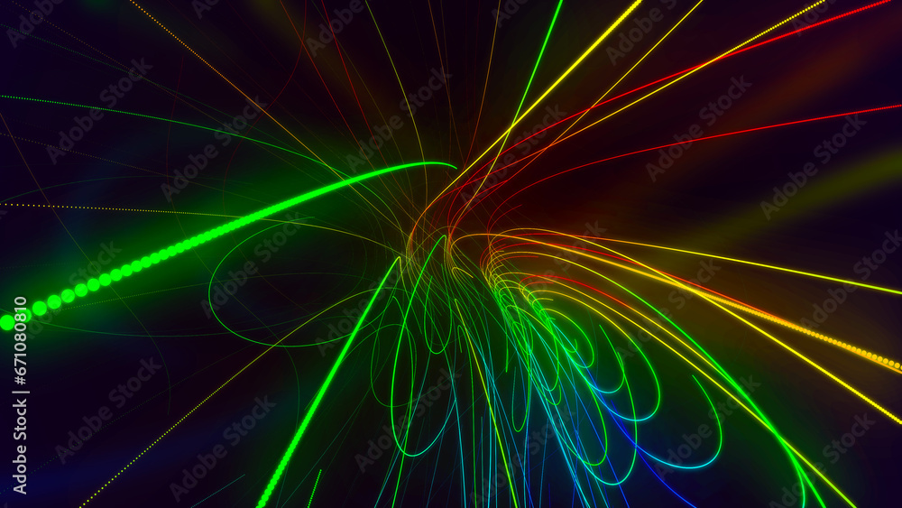 Aufkleber neon color glowing lines background. rainbow stripes background illustration. linear abstract backgr