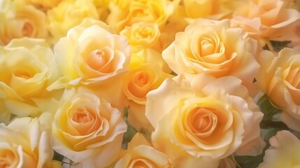  a bunch of yellow and pink roses are in a bouquet.  generative ai