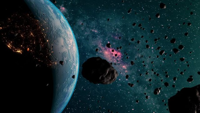 Asteroid shower hitting earth