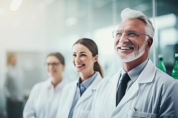 Obraz premium A diverse and collaborative healthcare team of doctors, nurses, and professionals working together in a hospital to provide top-quality medical care and support.