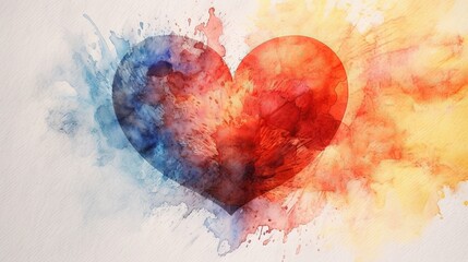  a watercolor painting of a heart on a white background.  generative ai
