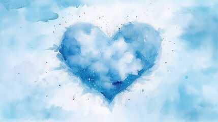  a blue heart shaped cloud on a blue sky with white clouds.  generative ai