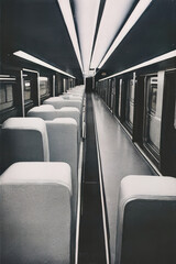 Fototapeta premium inside a high-speed modern train, interior, Ai-generated