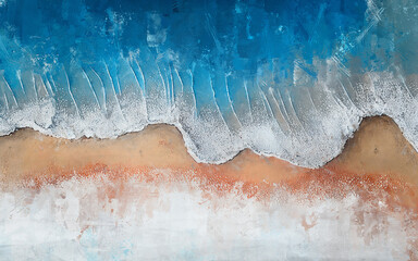 Abstract oil painting sea beach art illustration, modern minimalist painting - obrazy, fototapety, plakaty