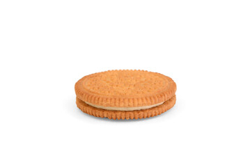 Shortbread cookies with coconut filling isolated on white background.