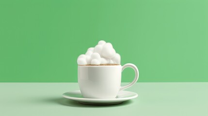  a cup of coffee with marshmallows in it.  generative ai