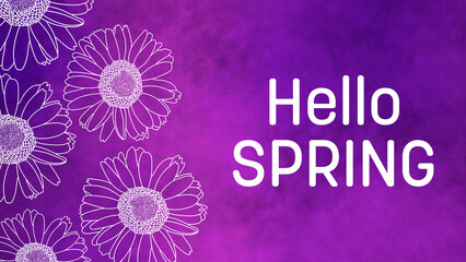 Hello Spring Floral Purple Texture Background Text