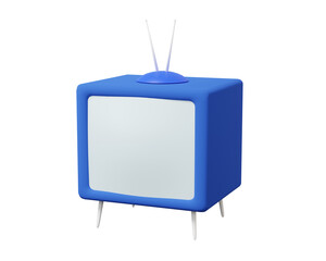 Cartoon minimal style vintage tv icon floating on isolated background. media entertainment connection, television technology electronic, banner, copy space, 3d render illustration