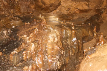 Picture of stalagmites and stalactites inside Phung Chang Cave, Phang Nga, Thailand.