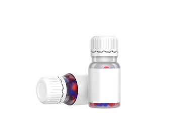 Pills jar with medicine bottle or  supplement bottle packaging mockup