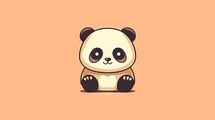  a cartoon panda bear sitting on a pink background with eyes wide open.  generative ai