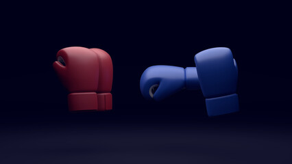빨간색과 파란색 복싱글러브 매치 Boxing gloves in blue and red on a dark background. 3d rendering
