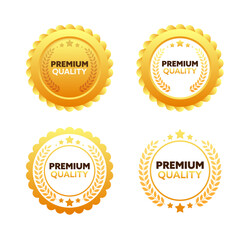 Premium quality Golden Medal. Quality Badges. Vector stock illustration