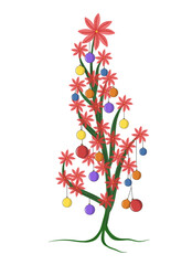 Christmas tree with flowers
