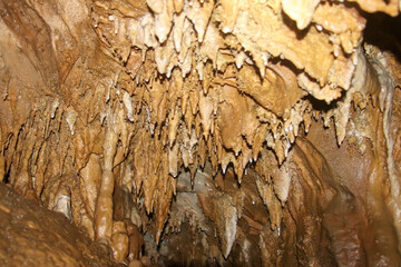 Picture of stalagmites and stalactites inside Phung Chang Cave, Phang Nga, Thailand.