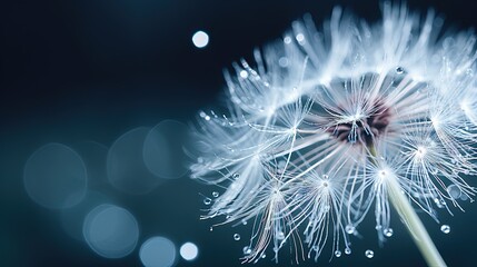  a close up of a dandelion with water droplets.  generative ai