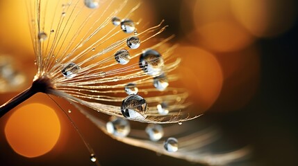  a dandelion with drops of water on it's petals.  generative ai