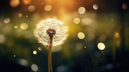  a dandelion with a blurry background is shown.  generative ai