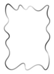 Silver metal frame isolated on white. Vector frame for photo and text. Unusual curved wavy frame