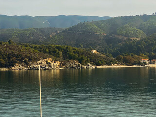 morze egejskie grecja woda piękna plaża góra athos