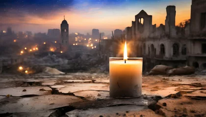 Fotobehang A candle for peace from the war in the Gaza Strip © PolacoStudios