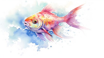  a goldfish is shown in a watercolor painting style.  generative ai