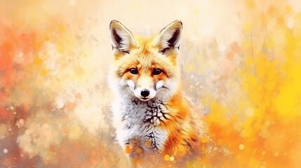  a painting of a red fox in a field of flowers.  generative ai