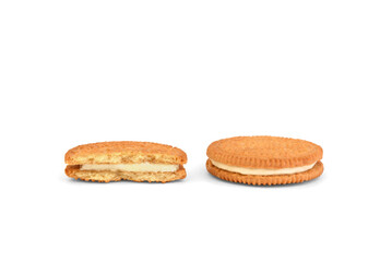 Shortbread cookie with coconut filling isolated on white background.