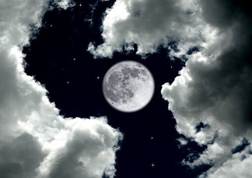 The moon in the night sky